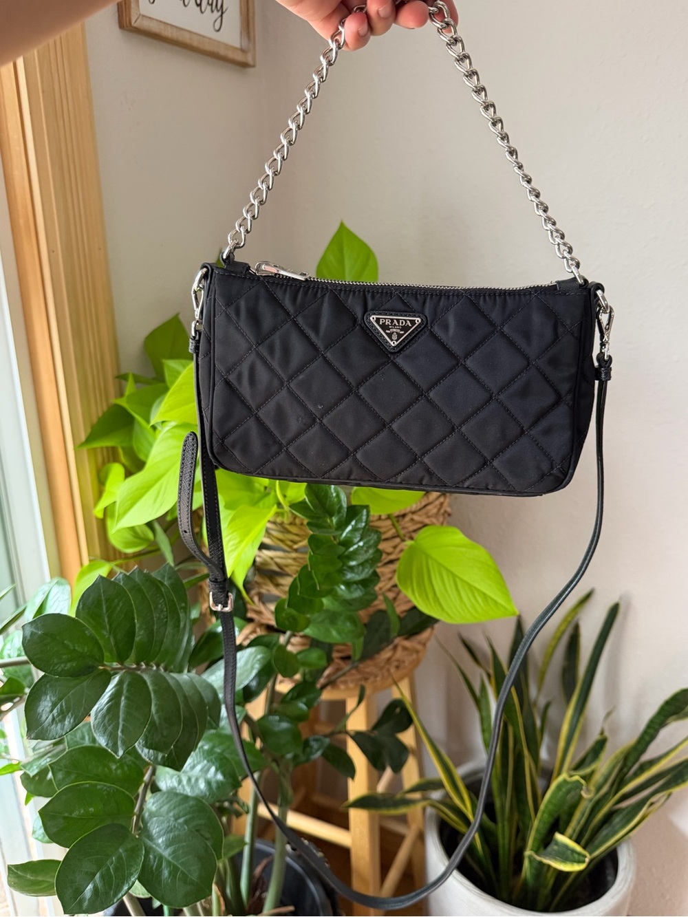 Prada 1BH026 Black Quilted Nylon Mini Shoulder Bag. - Picture 15 of 15